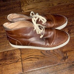 Tsubo Adams Brown Leather Woven Lace Up Oxford Shoes